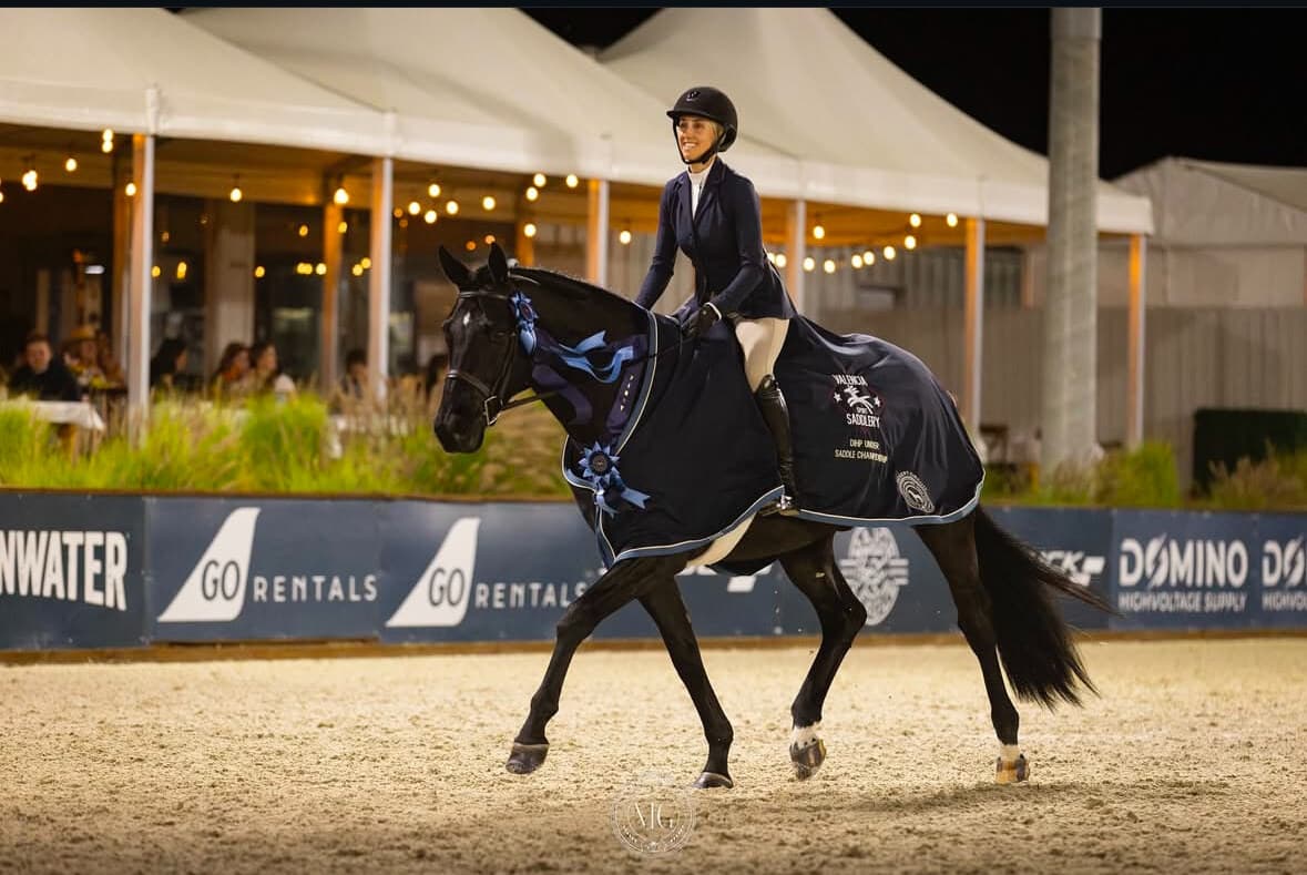 Julia Rossow riding at the DIHP Under Saddle Championship under the lights